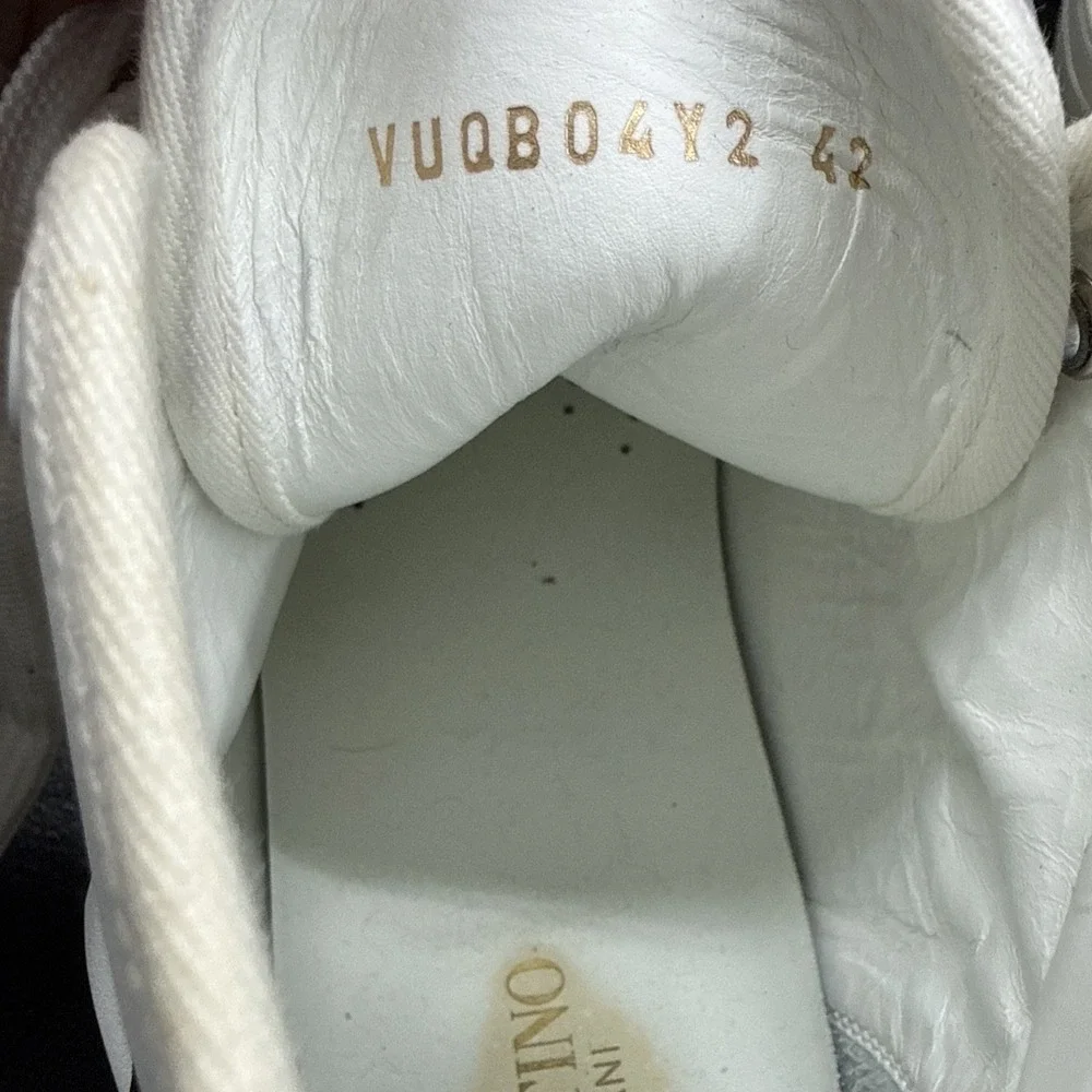 Valentino Garavani VLTN Print White Leather High-Top Sneakers Size 42  — US 8.5